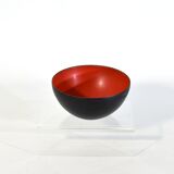 Vintage Krenit bowl by Herbert Krenchel, Denmark 1950, black metal and red enamel