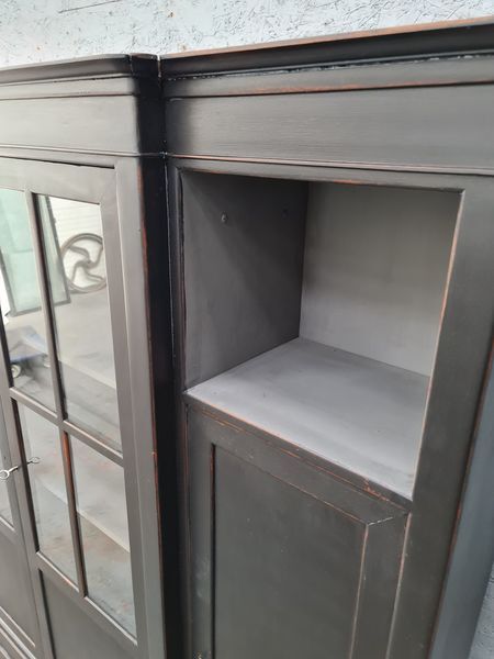 Furniture library industrial office four doors oak black patina