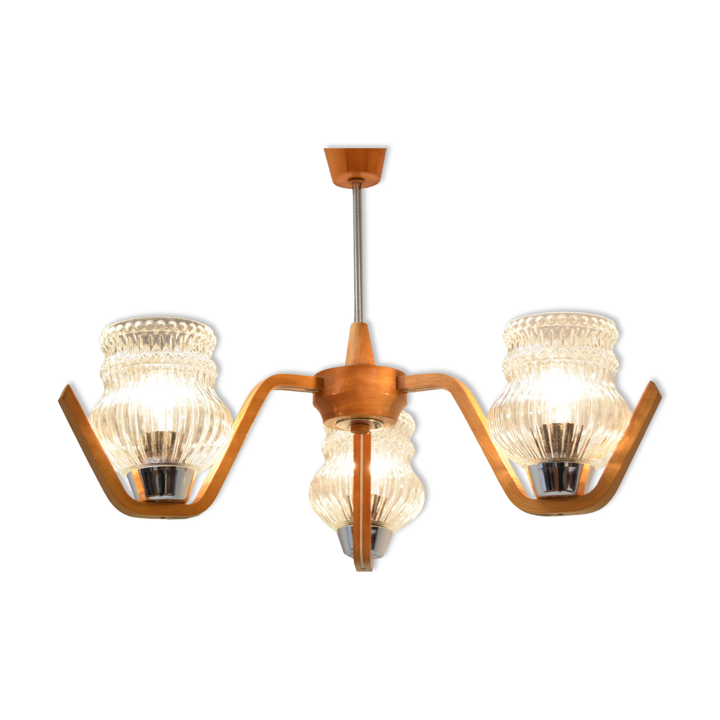 Mid-century Chandelier by Drevo humpolec,1970's.