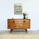 Mid-century teak sideboard, 2 doors 4 drawers — brutalist spirit