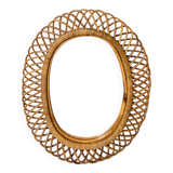 Oval rattan mirror attributed to franco albini - 1960's