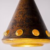 Nanny Still Copper Glass Brutalist Cone Pendant, RAAK, 1960s