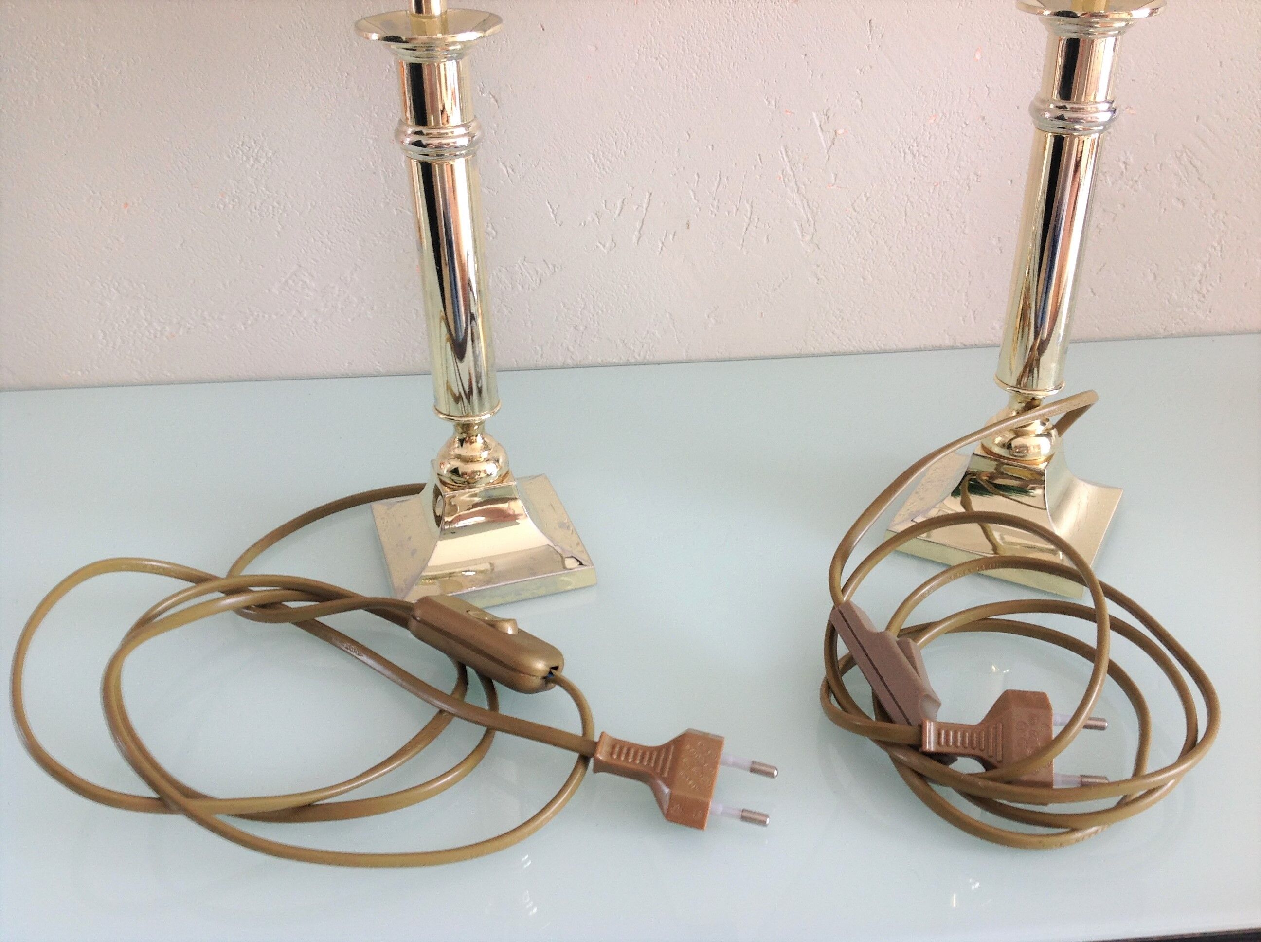 Pair of brass lamps art deco style 60s-70s