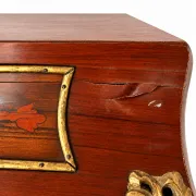 Louis XV cylinder desk with floral marquetry and gilded ornaments.