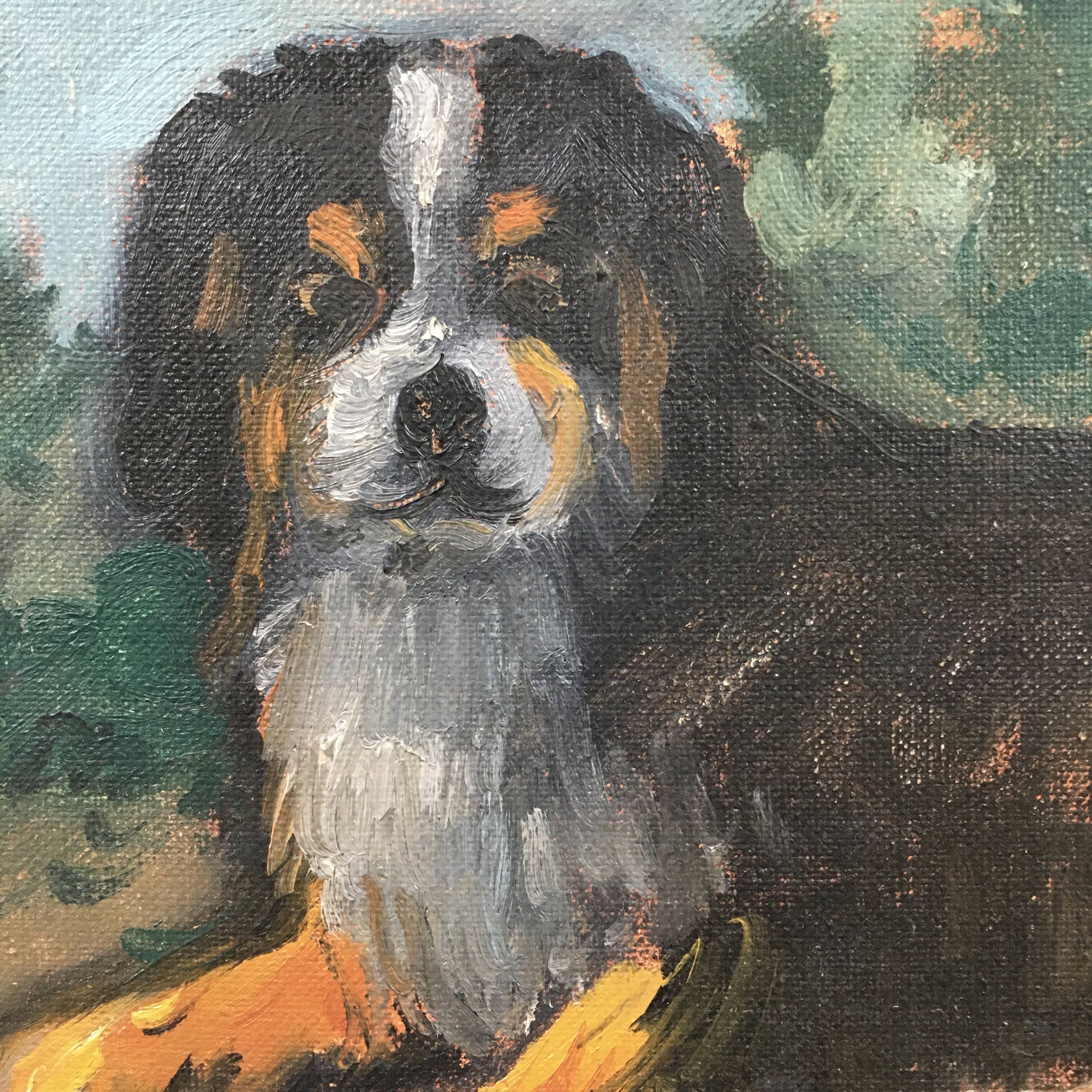 Lying cattle dog painting