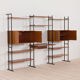 Free standing teak wall unit with a desk and 2 cabinets, Denmark, 1970s