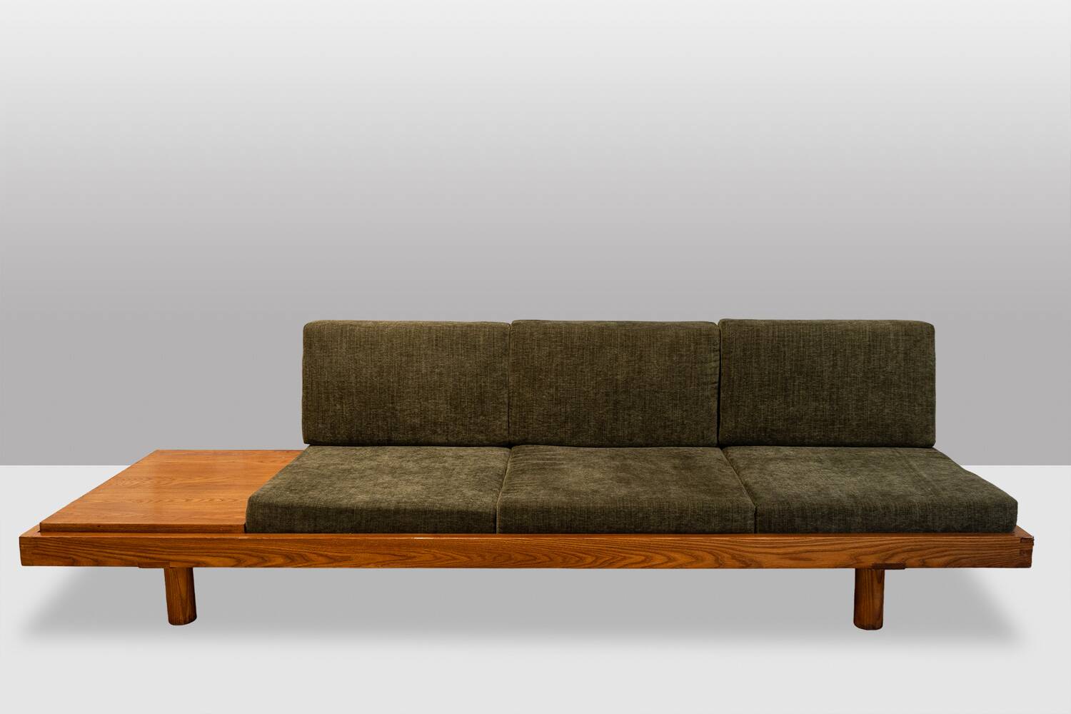 Pierre Chapo. "L09" three-seater bench in blonde elm. 1990s.