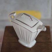 Art Deco porcelain teapot in a fan shape, Limoges porcelain coffee pot