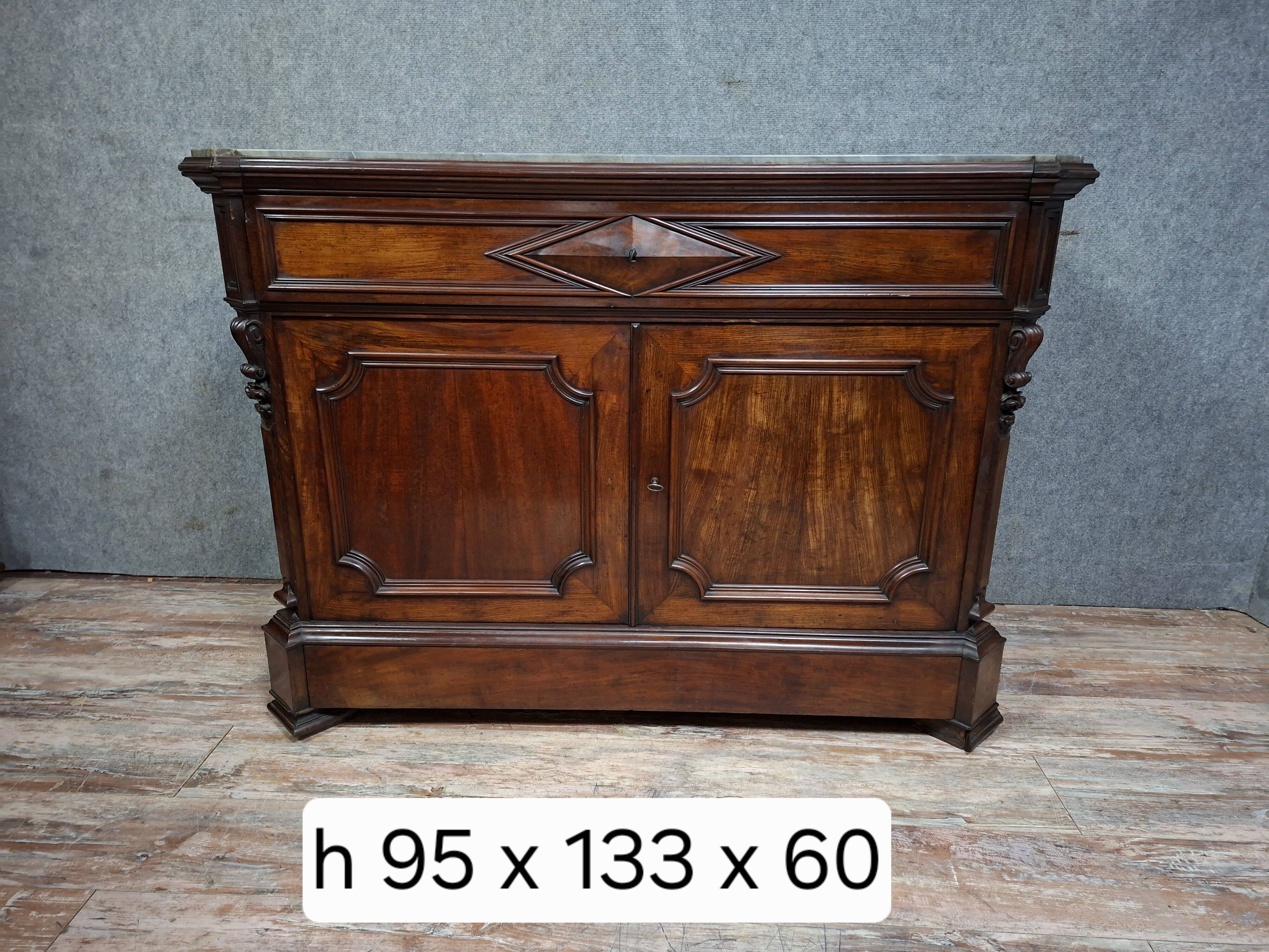 writing desk forming a secretary with a drop-down flap, in mahogany and veneer