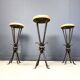 Tabourets de bar en fer forgé vintage français, années 1960 - ensemble de 3