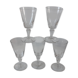 Set of 5 wine glasses XIXth