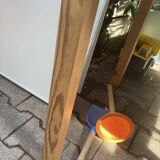 Pine and brown ceramic table, 1960s