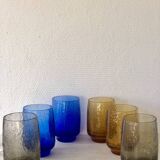 Lot de 6 verres bullés signés Riom