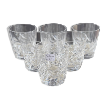 6 Lalique France Artois whisky glasses in a box