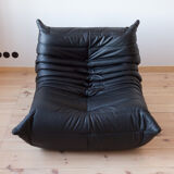 Set Togo leather black model designed by Michel Ducaroy 1973