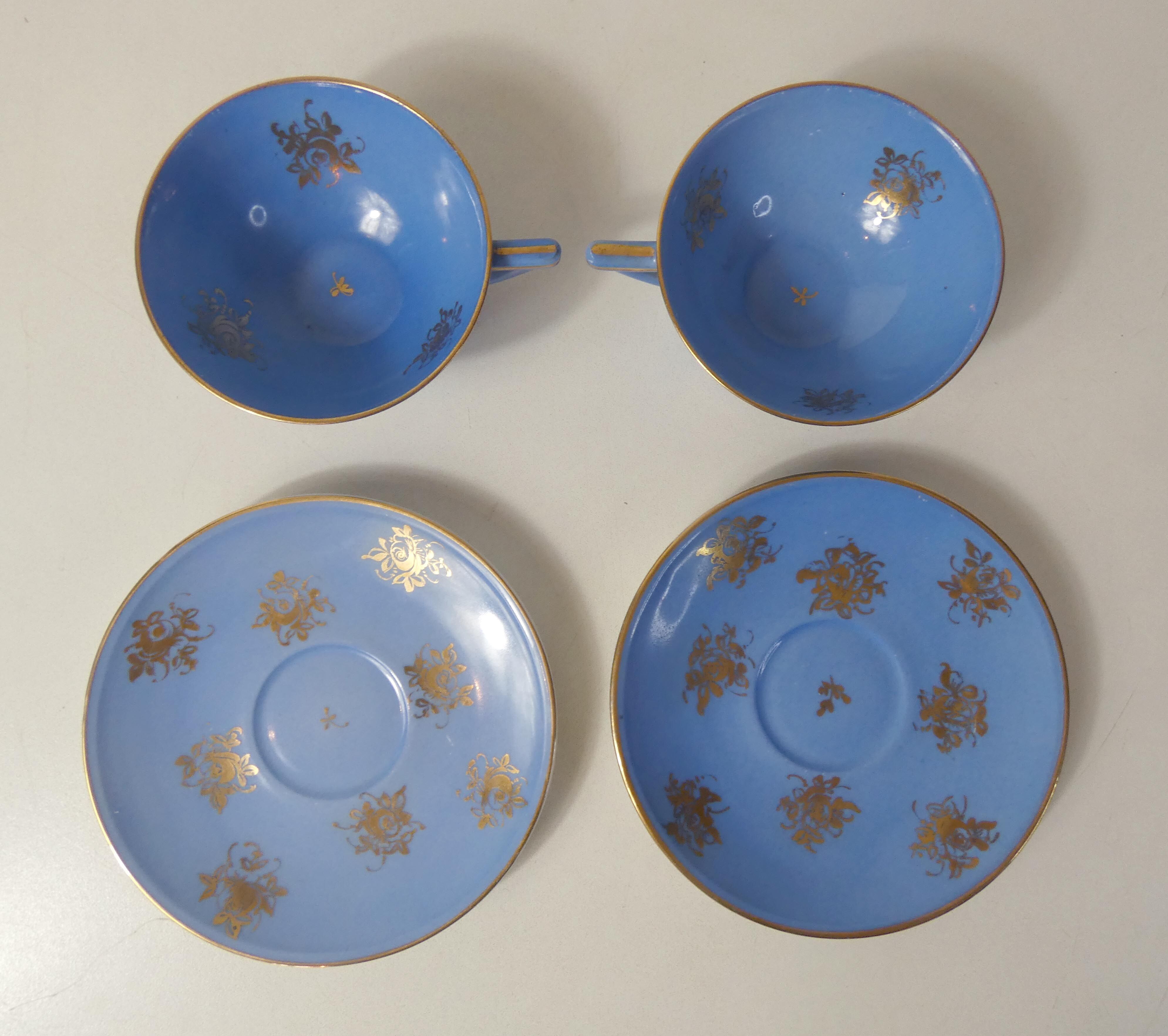 Head to head service porcelain limoges blue and gold