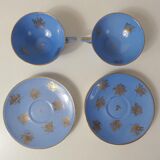Head to head service porcelain limoges blue and gold