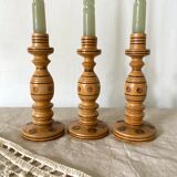 Engraved wooden candle holders