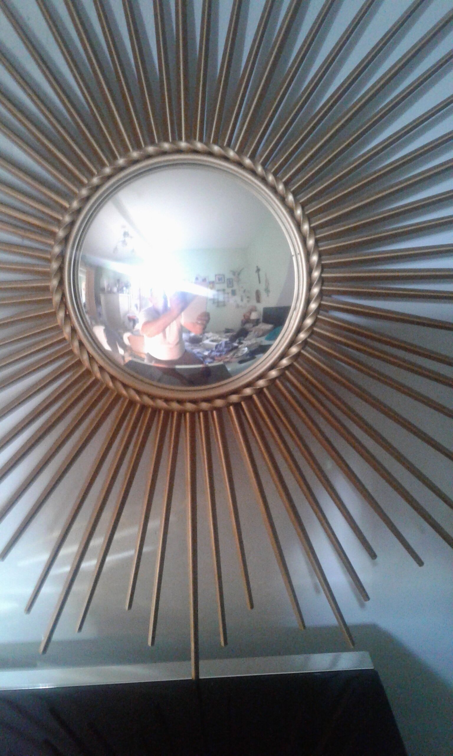 Large brass sun mirror diameter 71 cm