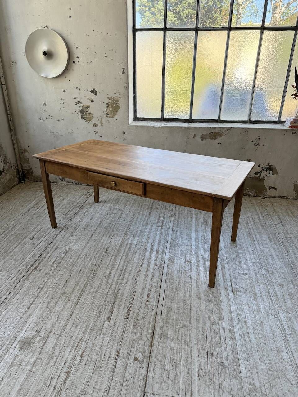 Cherry farmhouse table with spindle legs, 1950s