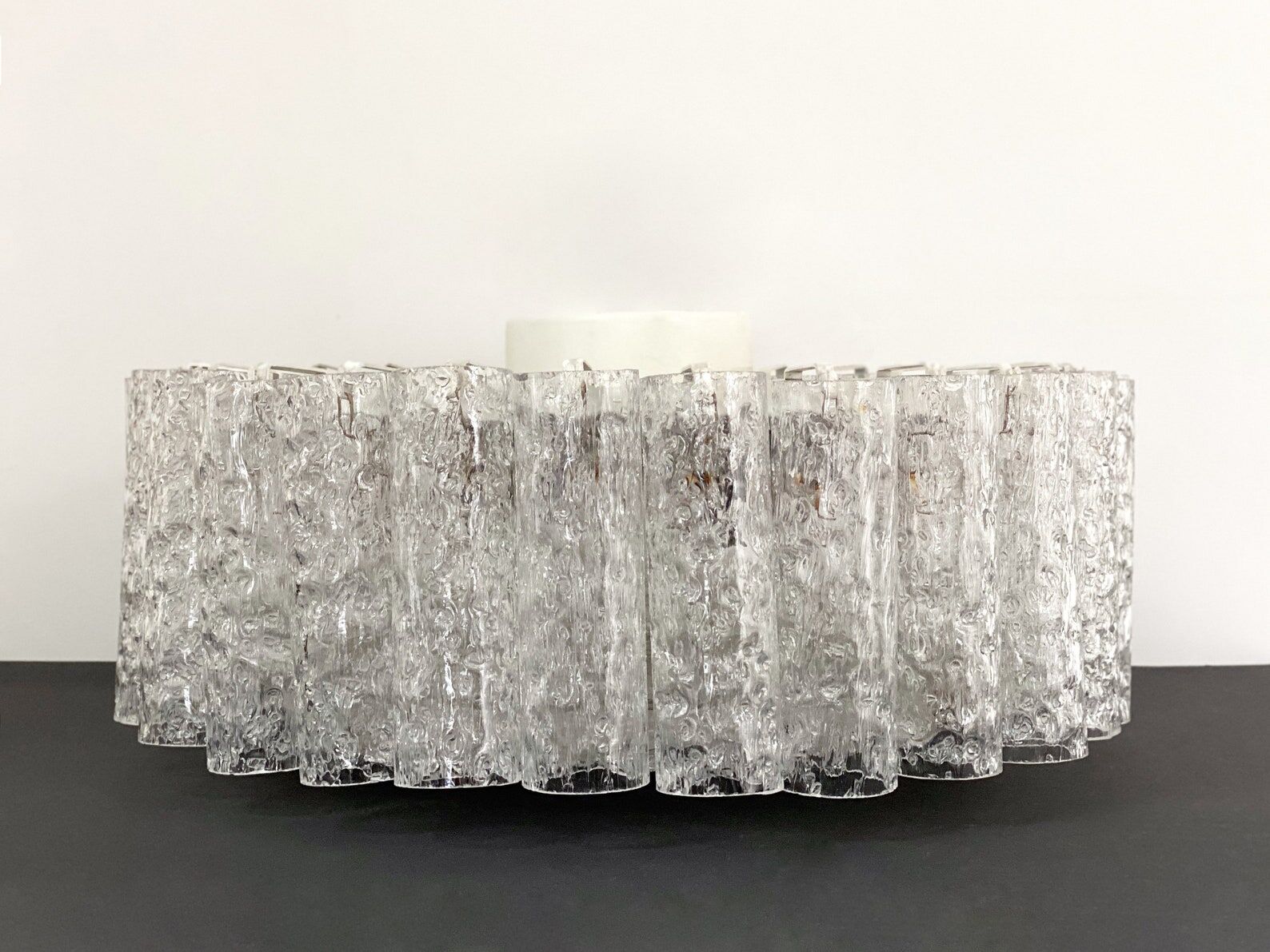 Vintage doria ceiling lamp with glass cylinders