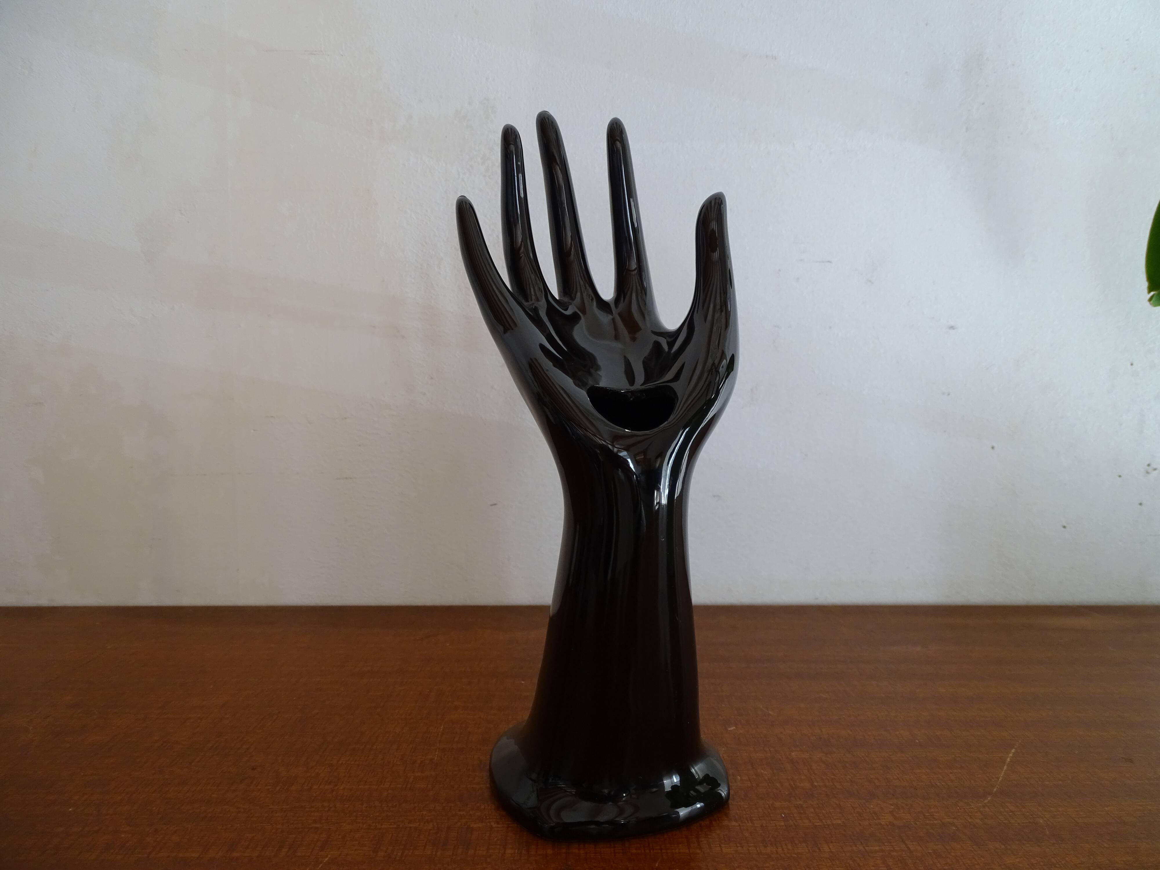 Hand ceramic black vintage ring holder