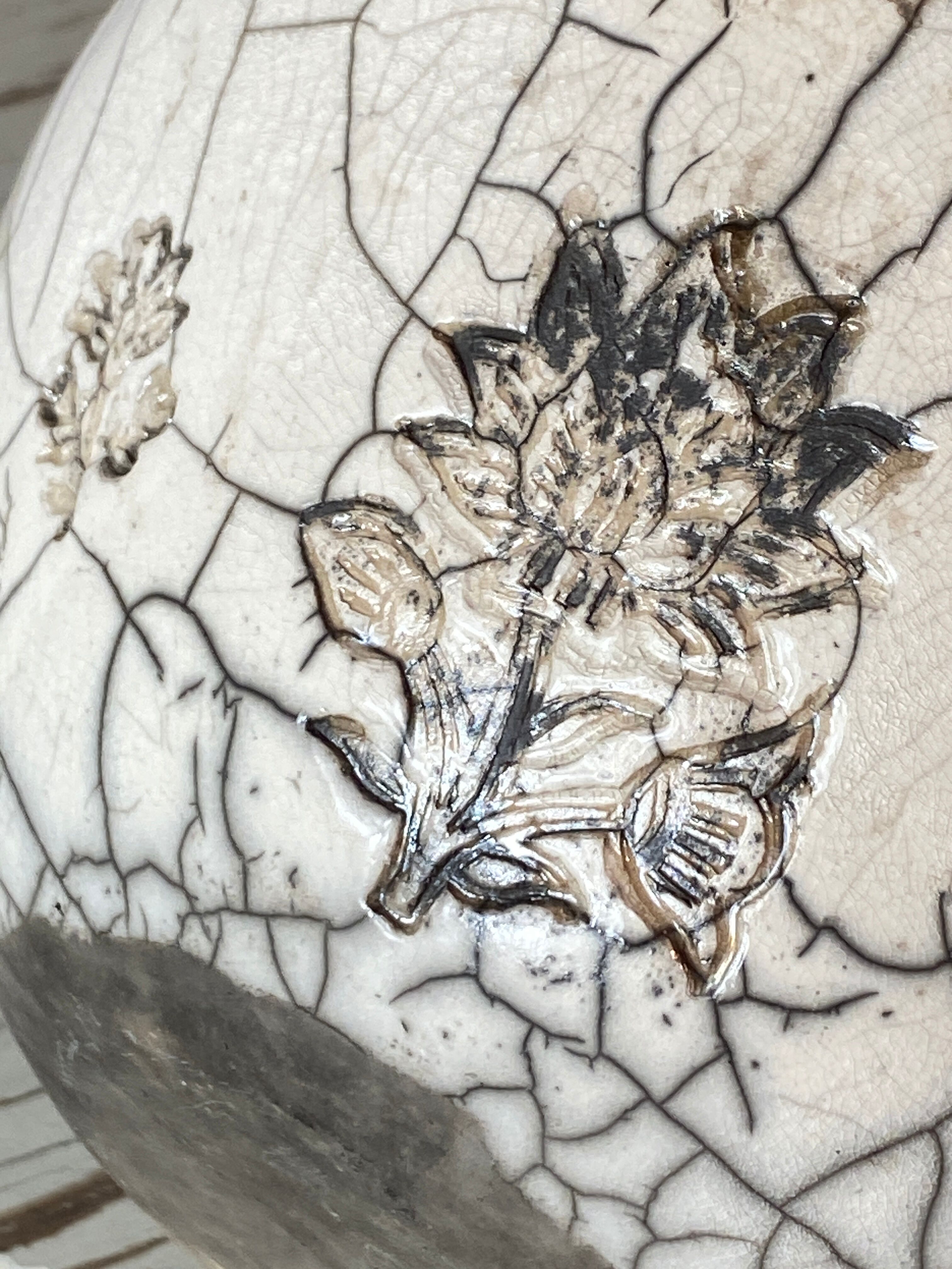 Raku ceramic salad bowl