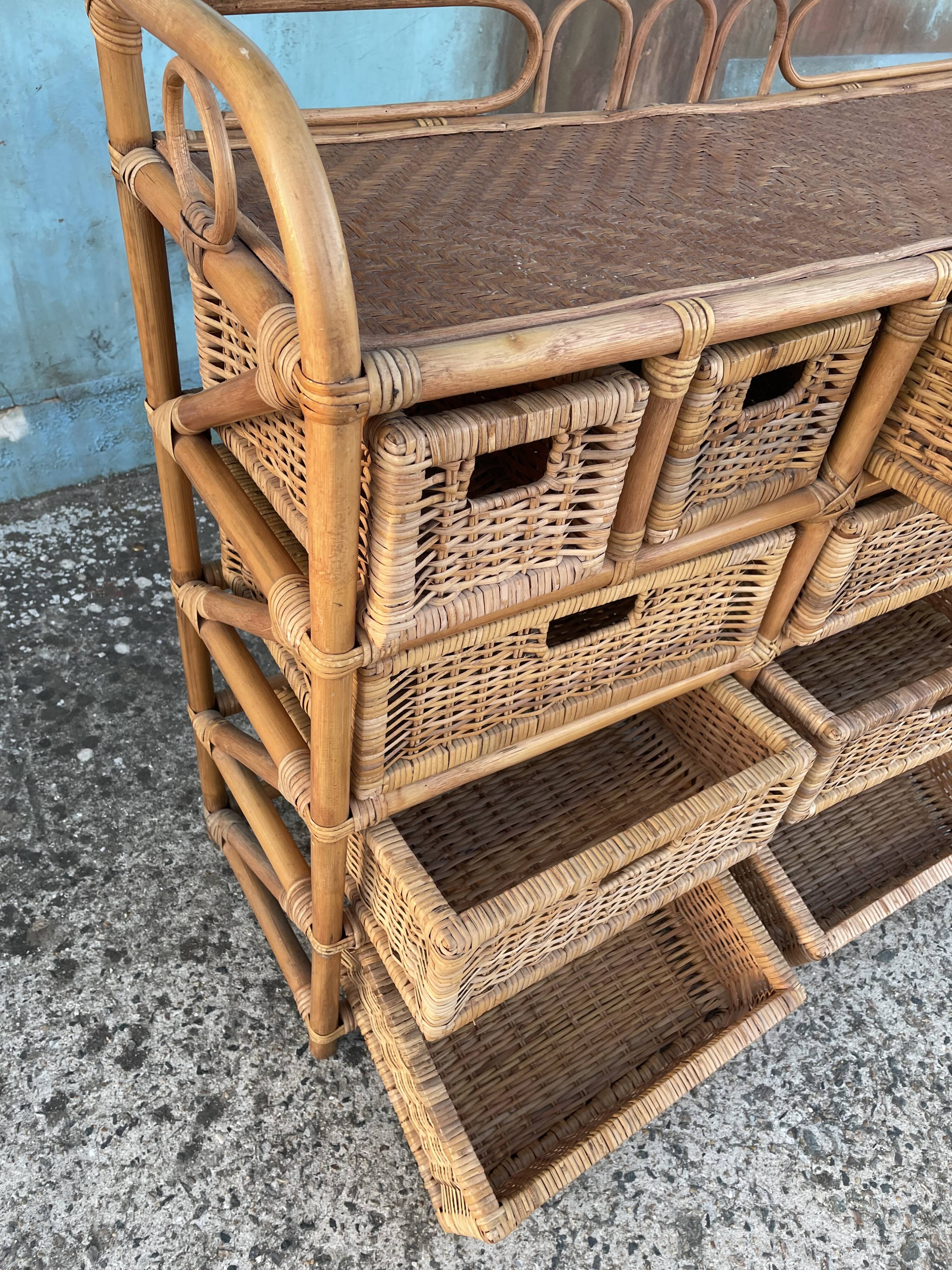 Rattan storage cabinet