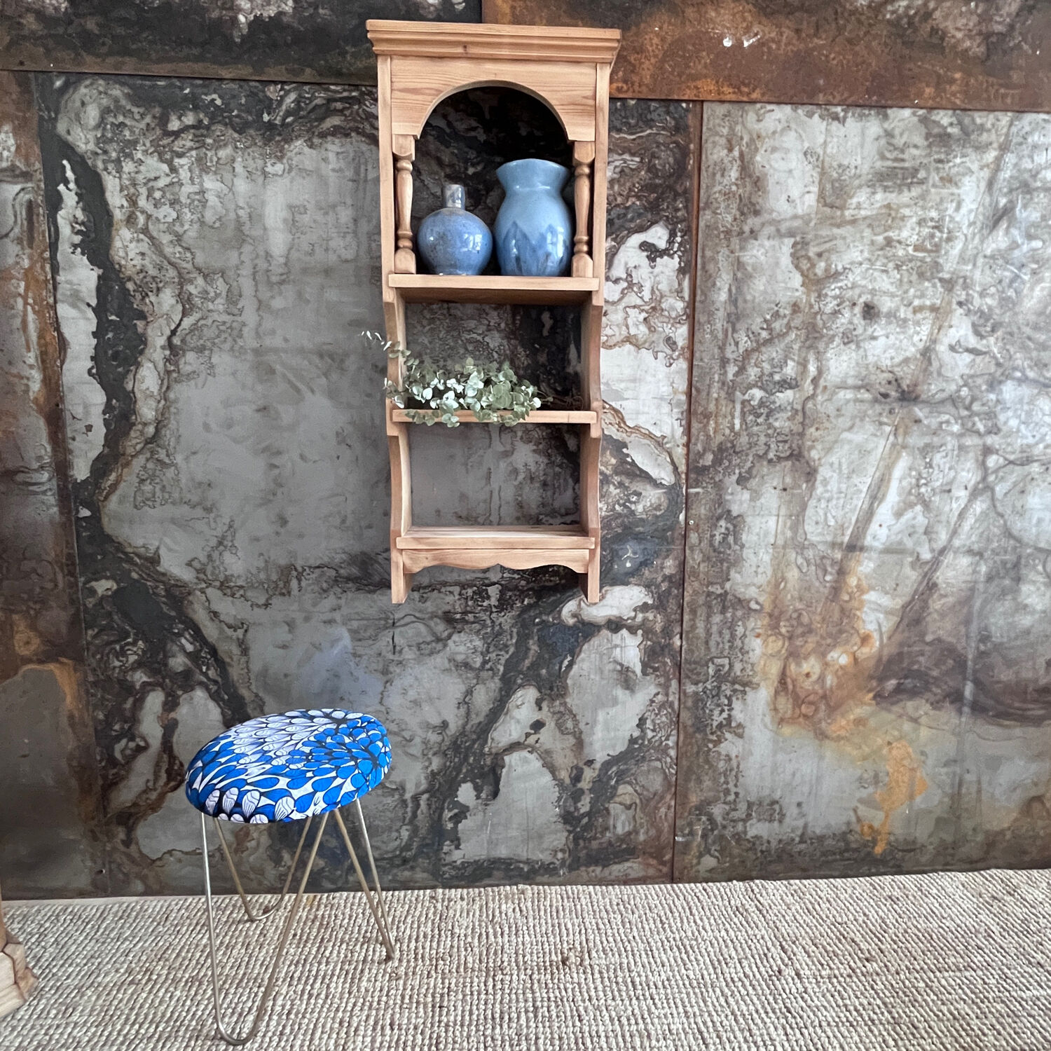 Old shelf in raw wood