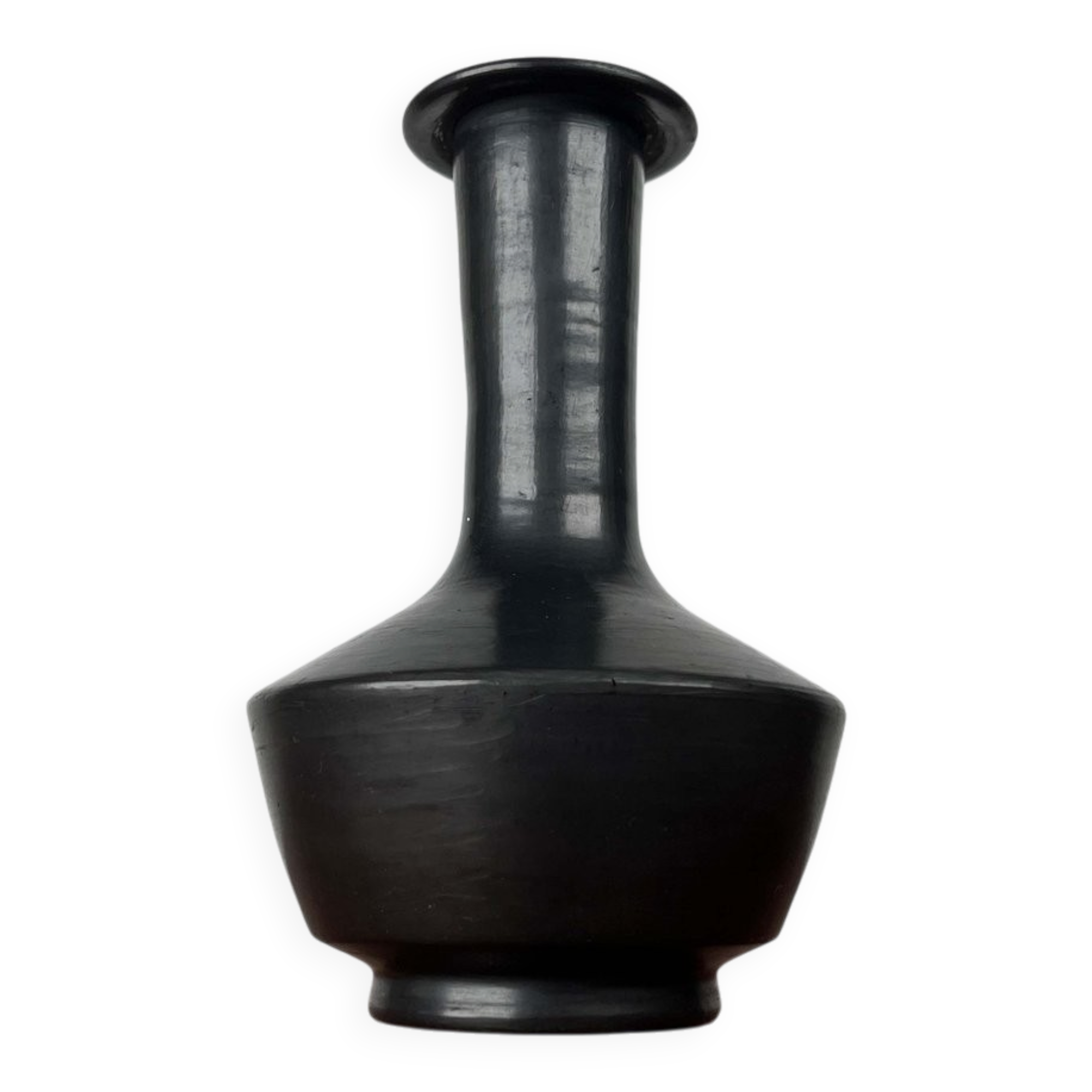 Black Clay Vase from modern studio pottery of mid-century Lama Oaxaca, Mexico, 1960s