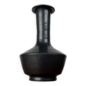 Black Clay Vase from modern studio pottery of mid-century Lama Oaxaca, Mexico, 1960s