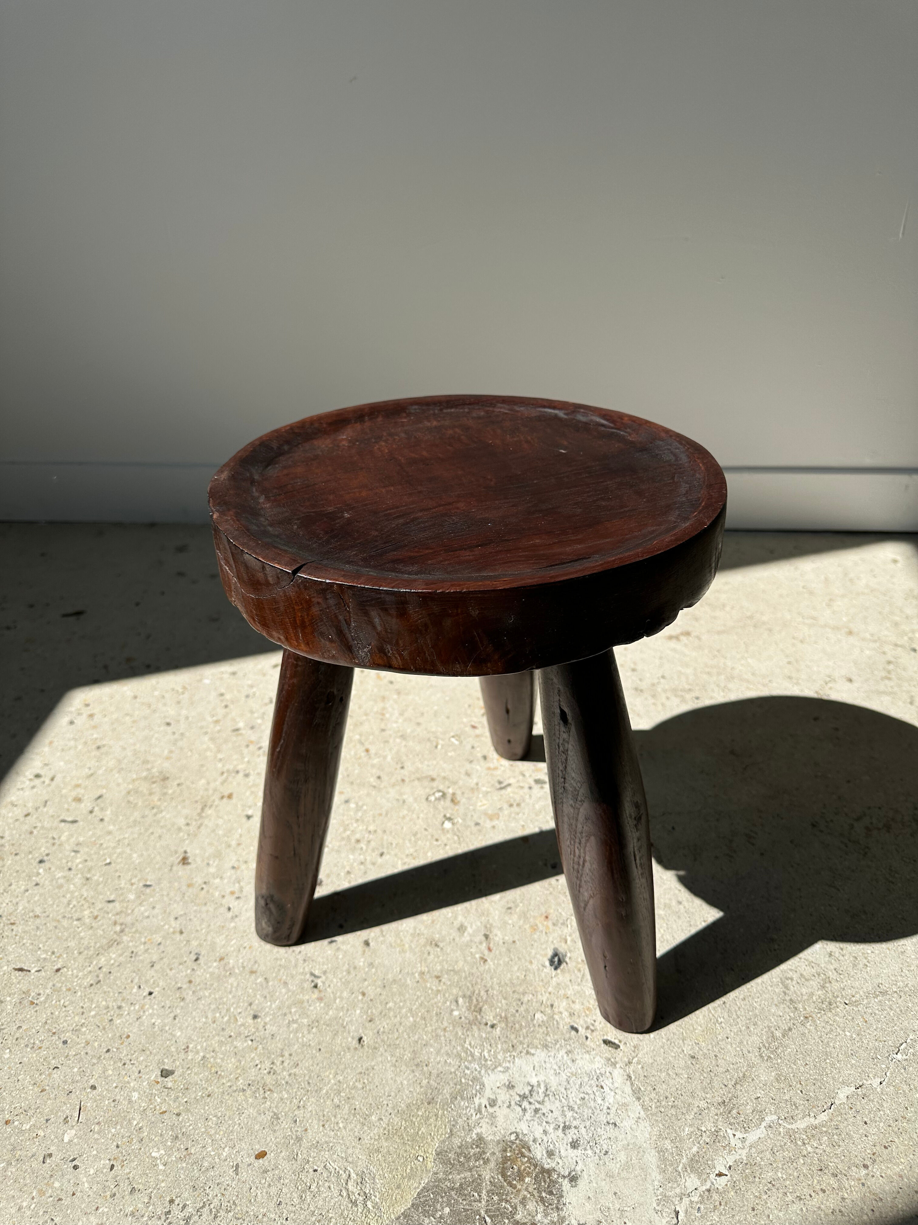 Brown solid wood stool hollow circular seat