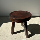 Brown solid wood stool hollow circular seat