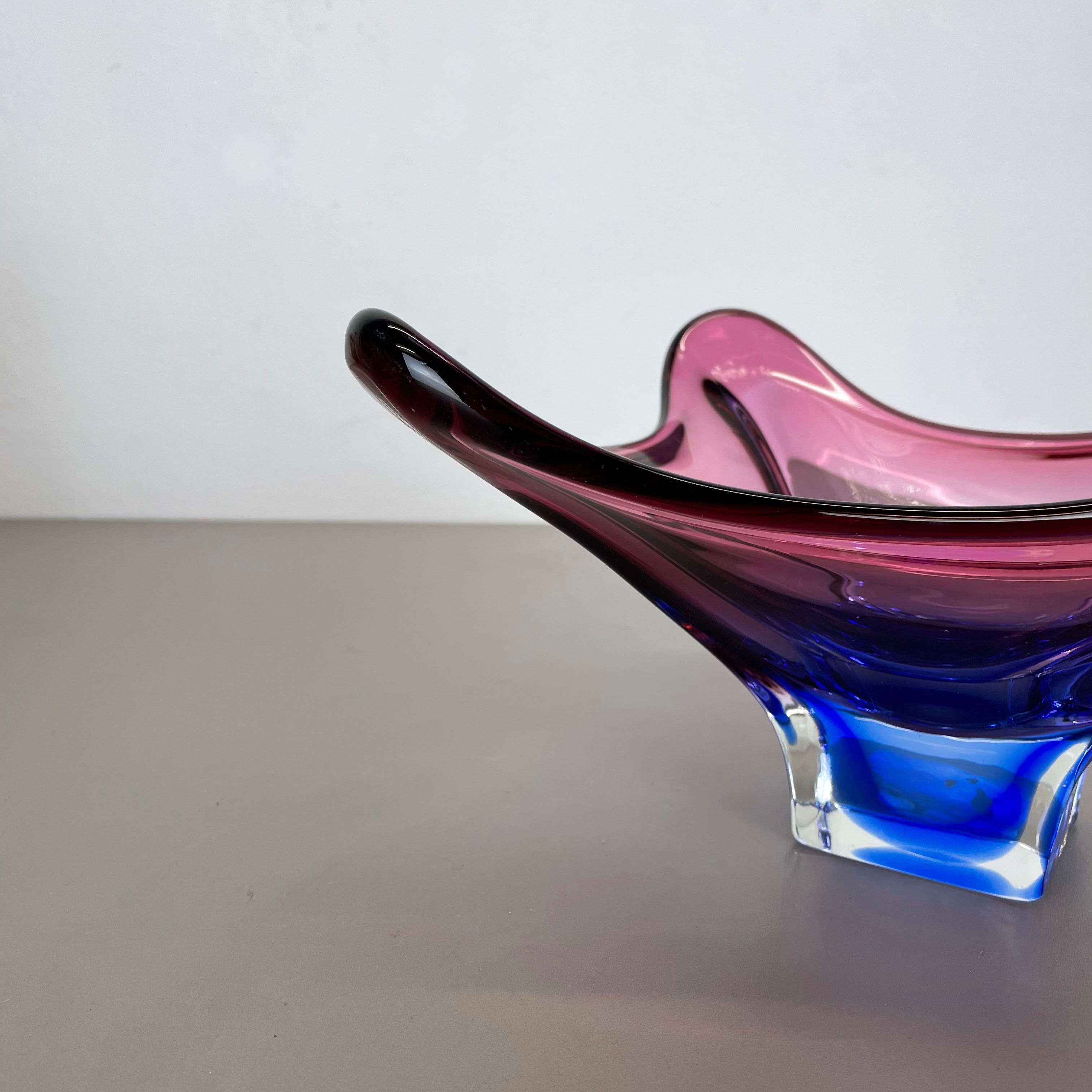 Floral glass bowl shell centerpiece by Fratelli Toso Murano, Italy, 1970s