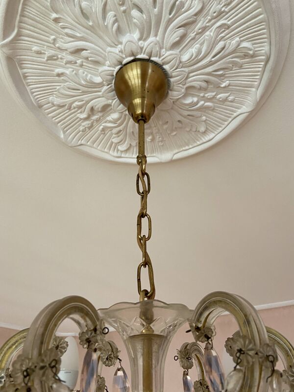 Lustre cristal vénitien Marie-Thérèse ancien rococo vintage French chandelier Louis XV 1970-80s