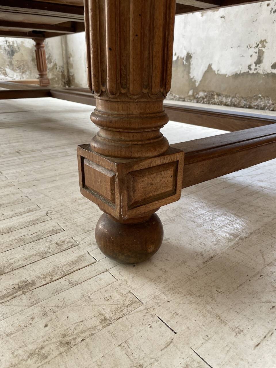 Solid walnut farmhouse castle table 1900 XXL