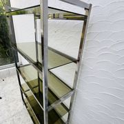 Vintage Italian design shelf in chrome and smoked glass from the 1970s.