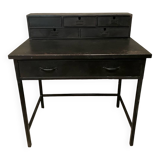 Matte black industrial secretary desk