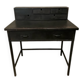 Matte black industrial secretary desk