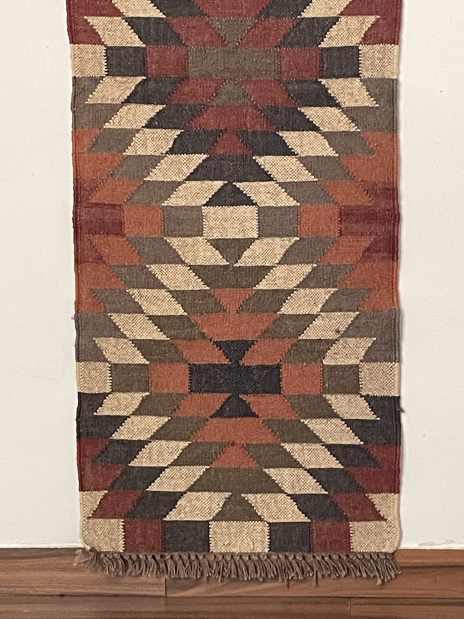 2 x 6 jute handwoven kilim runner Dhurrie rug, Indian