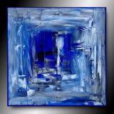 Tableau peinture abstraite bleu outremer
