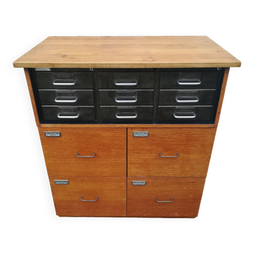 Meuble de métier en bois et métal