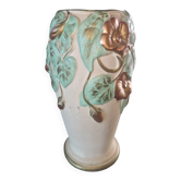 Antique Burmantofts Faience vase – England – relief floral decoration