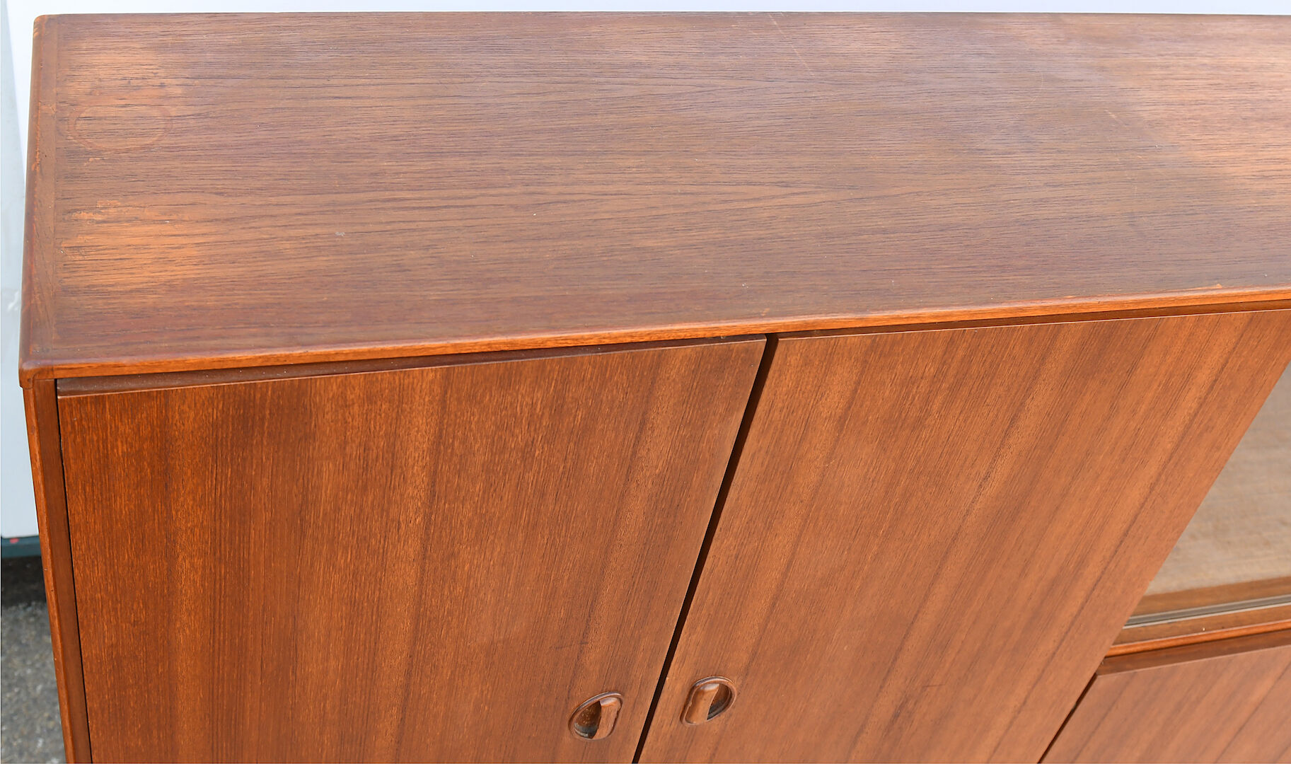 Scandinavian teak living buffet forming a showcase