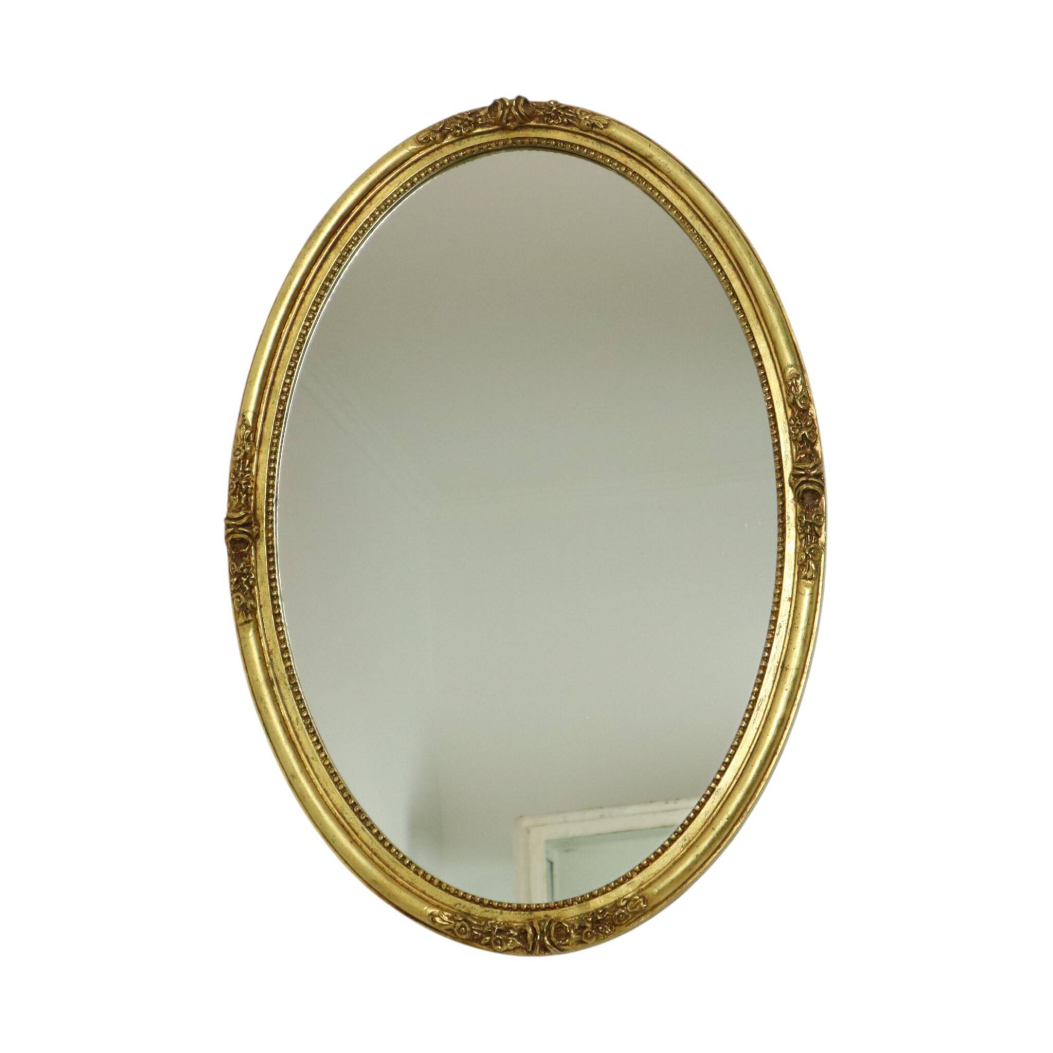 Hollywood Regency Golden Mirror Oval Deknudt Classic