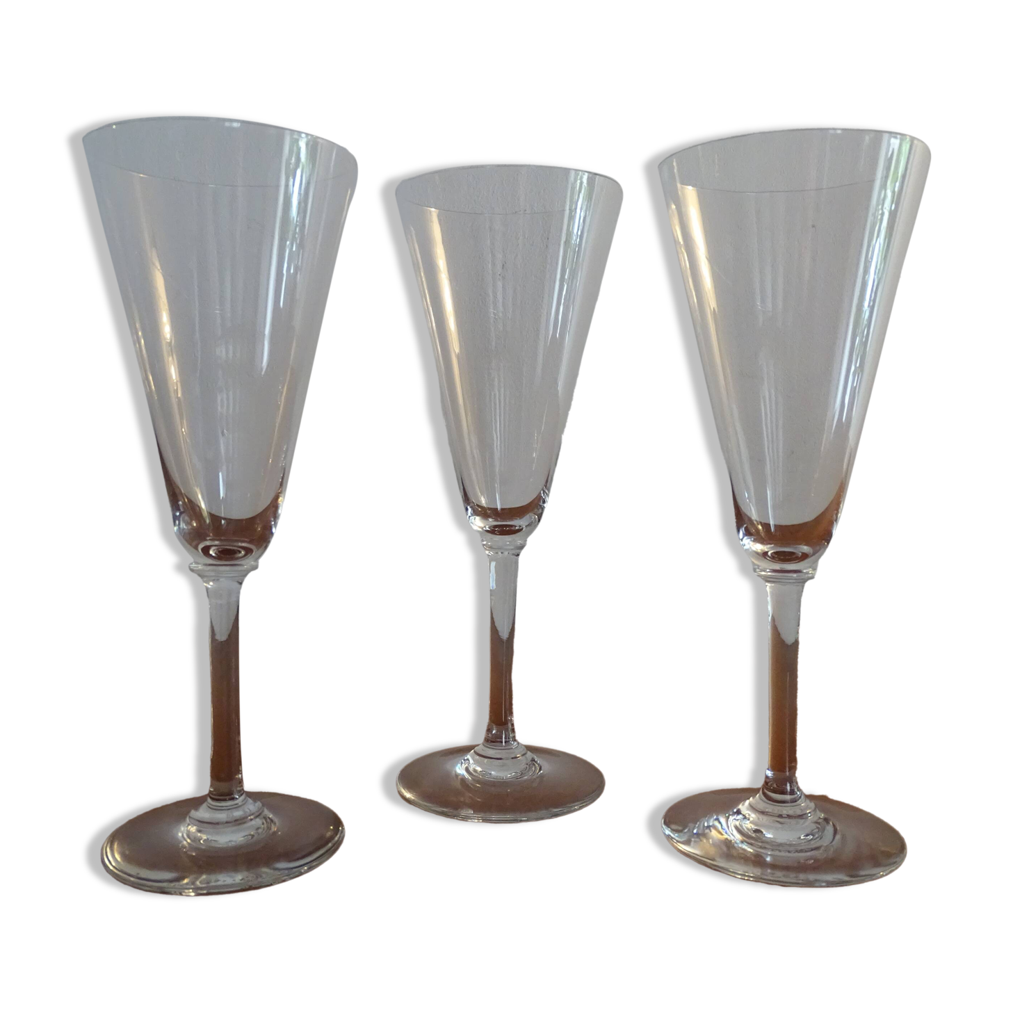 3 signed Baccarat crystal champagne flutes MUM model - 18.7 cm