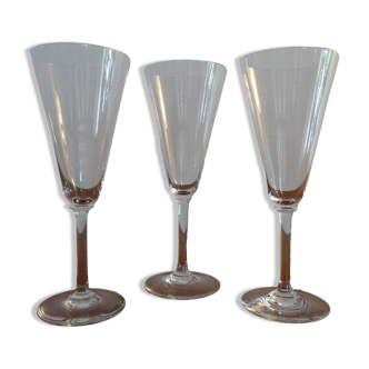 3 flutes champagne cristal de Baccarat modèle MUM signées - 18,7 cm