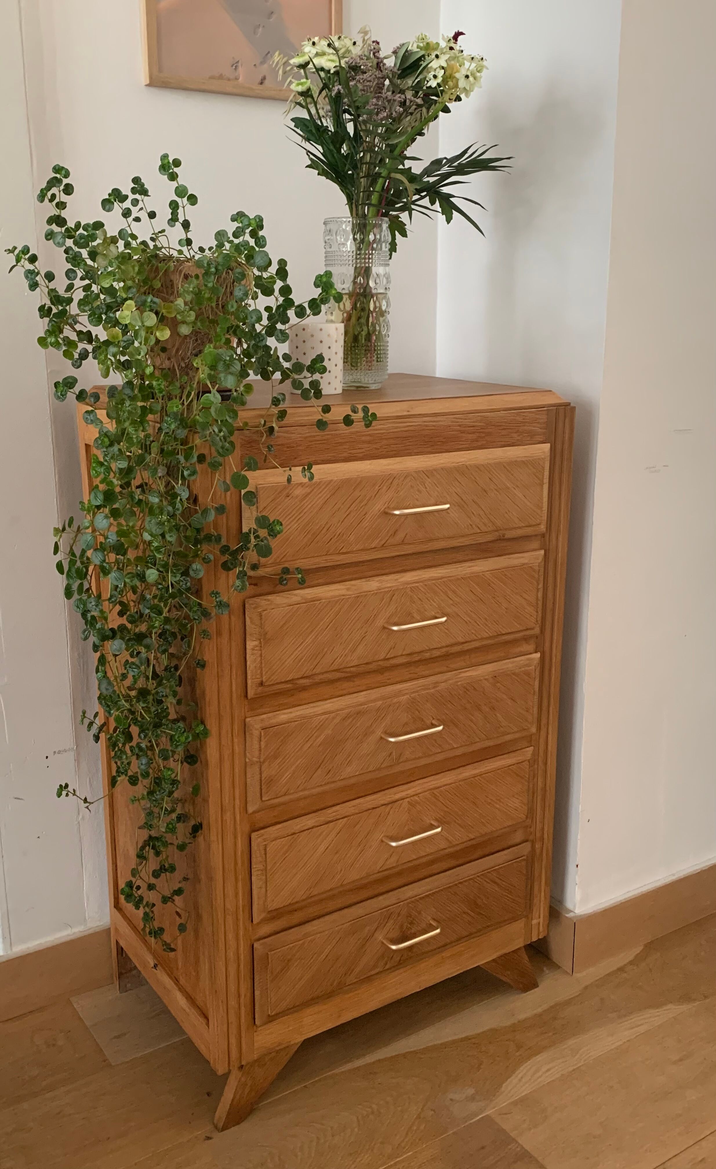 Vintage oak chiffonier