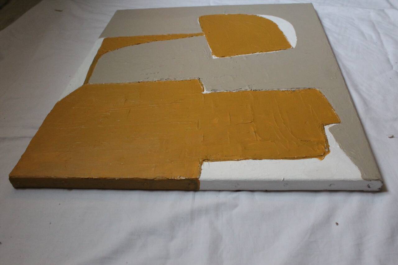 Ocher-taupe relief acrylic paint