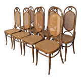 Set of 8 Vintage Bentwood Cane Dining Chair, Thonet Style, 1970s Yugoslavia